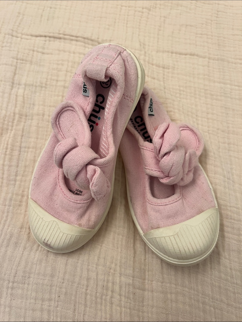 Chus Pink Canvas Knot Mary Jane Kids Shoes